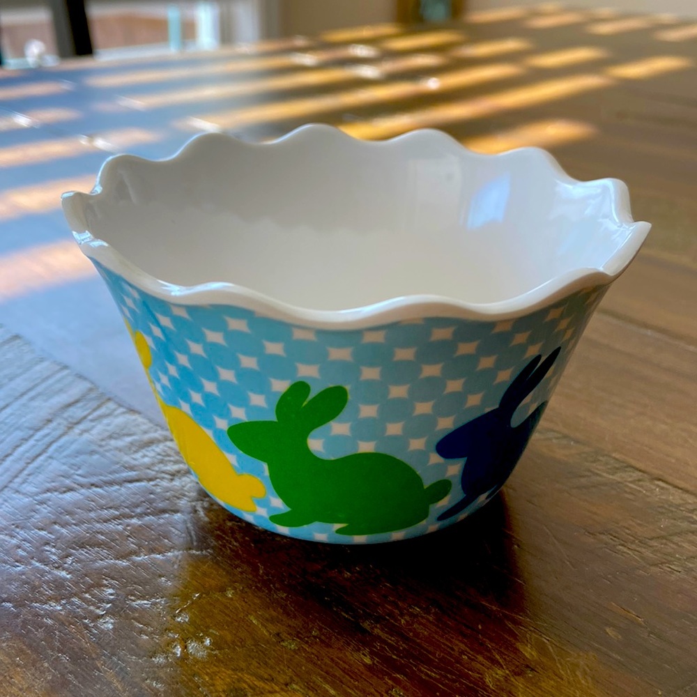 Holiday home mini melamine springtime Easter pops dotted bunny snack/dip bowl